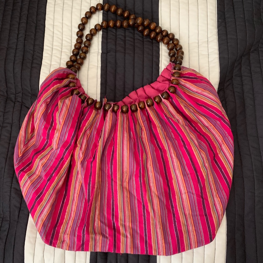 Metallic striped tote